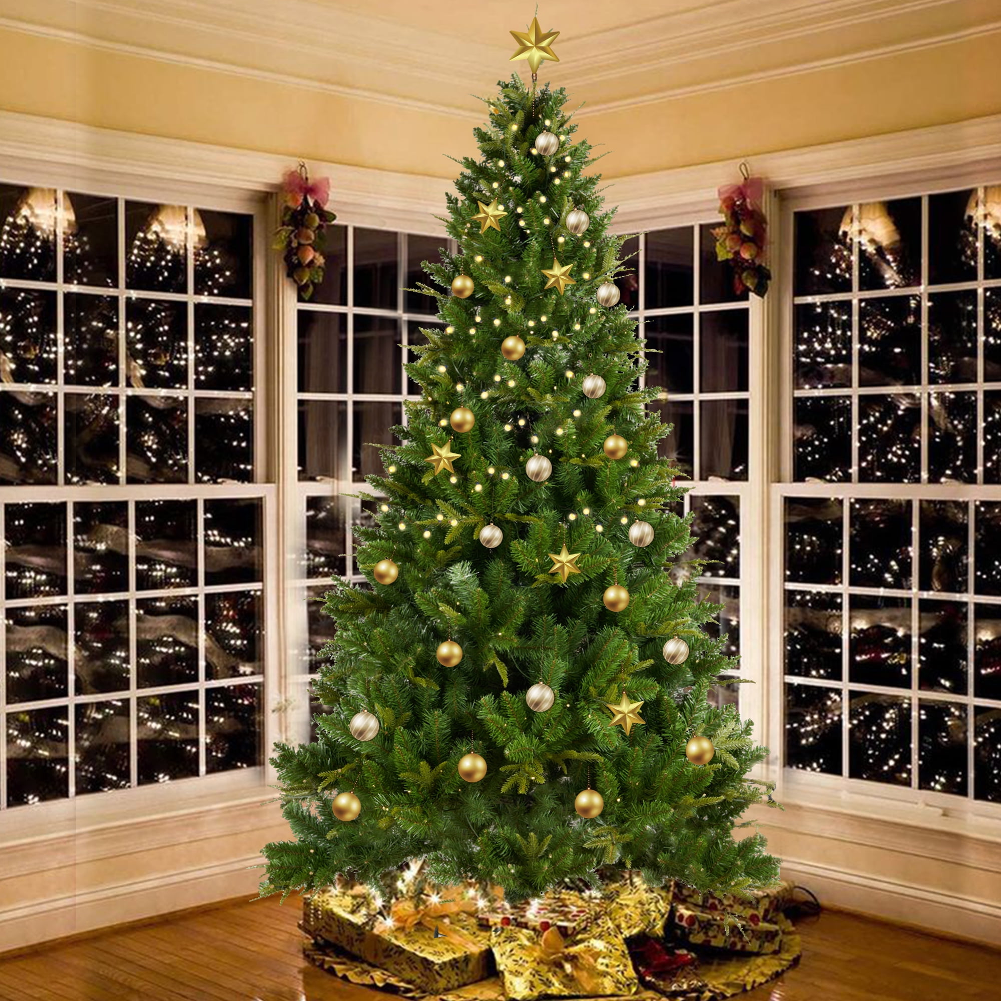 SEGMART 6FT PreLit Artificial Christmas Tree with 300 LED Lights and