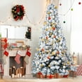 thumbnail image 1 of SEGMART 6ft Pre-lit Flocked Tied Christmas Tree with 550 LED Warm Lights and 928 Tips, Holiday Christmas Tree for Home, Office, Party Decoration, 1 of 9