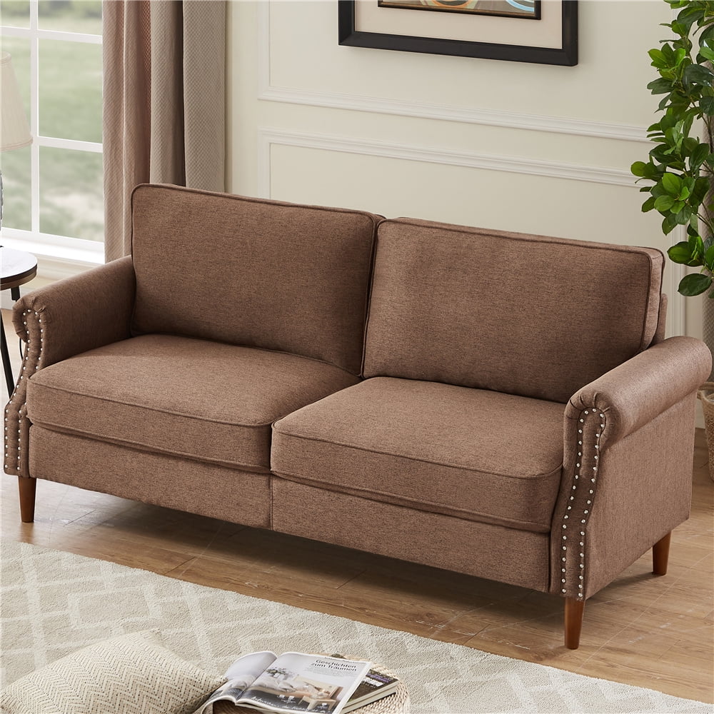 Sobaniilo 47 Small Modern Loveseat Sofa, Mid Century Linen Fabric 2-Seat  Sofa Couch Tufted Love Seat with Back Cushions and Tapered Wood Legs for