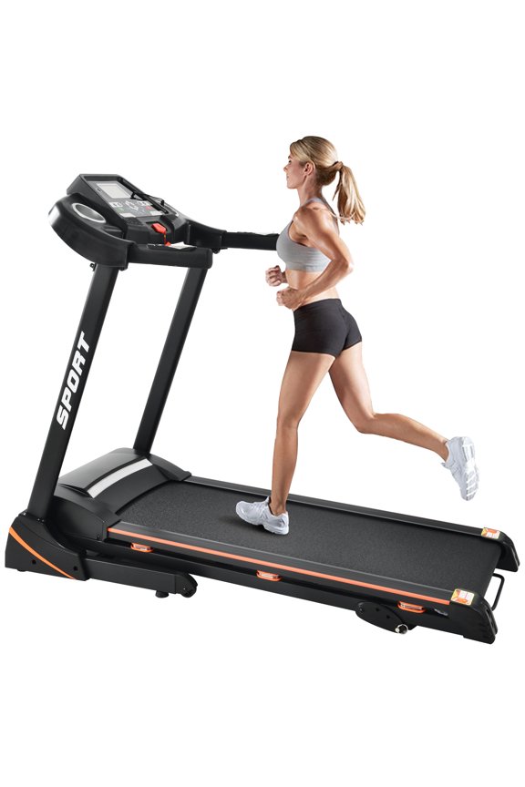 Electric Foldable Treadmill w/3 Manual Adjustable Incline, 16.5'' Wide Tread Belt Treadmills for Home, Digital Exercise Machine with 14.8 KM/h Max Speed for Home & Gym Cardio Fitness, S5562