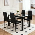 thumbnail image 1 of SEGMART Kitchen Dining Table Set for 4, Home Kitchen Table with Tempered Glass and 4 PU Leather Chairs, Metal Frame Pub Table Set, Dinette Set for Family Gathering & Dining - Easy to Assemble, 1 of 8