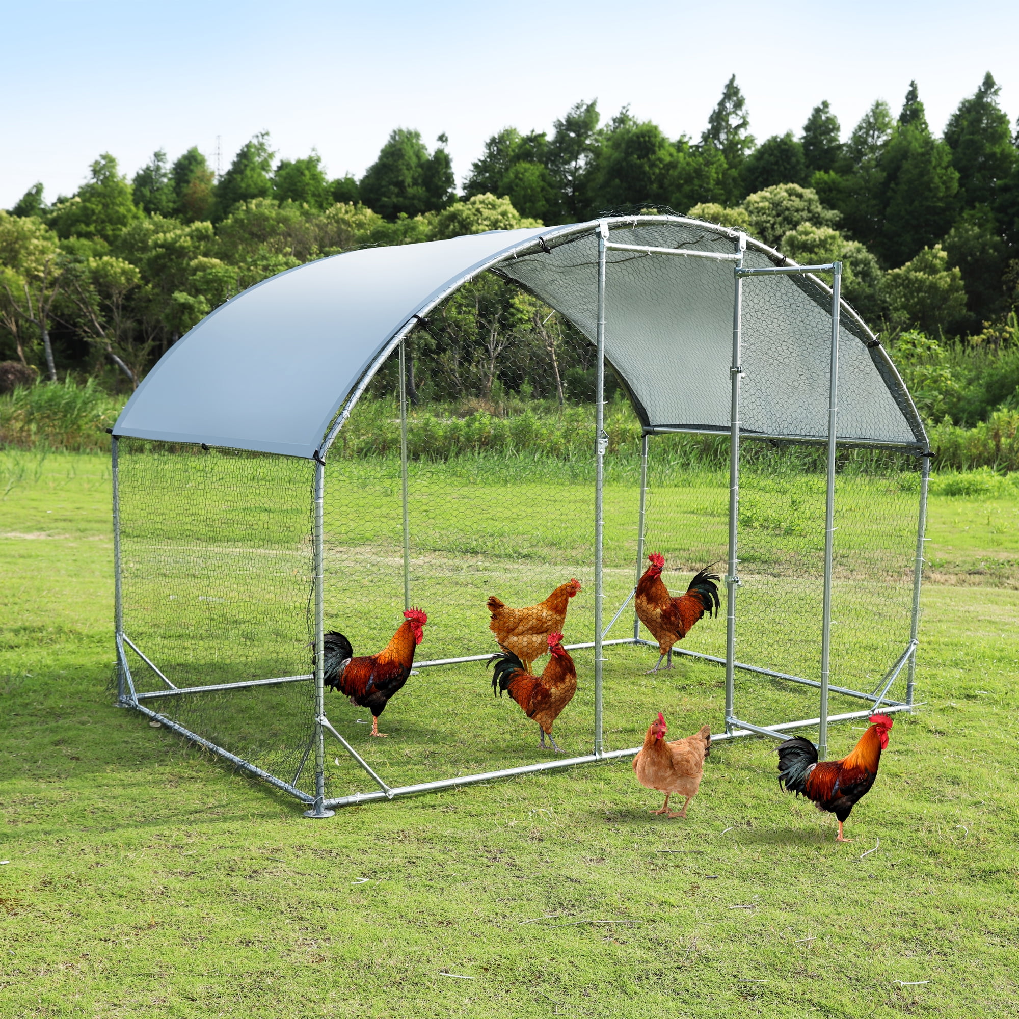 SEGMART Large Metal Chicken Coop for Yard, Outdoor Walkin Chicken