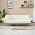 thumbnail image 1 of 79" Corduroy Sofa Bed, Foldable Double Sleeper with Adjustable Armrests & Backrest, Compact for Small Spaces, Living Room, Green, 1 of 12