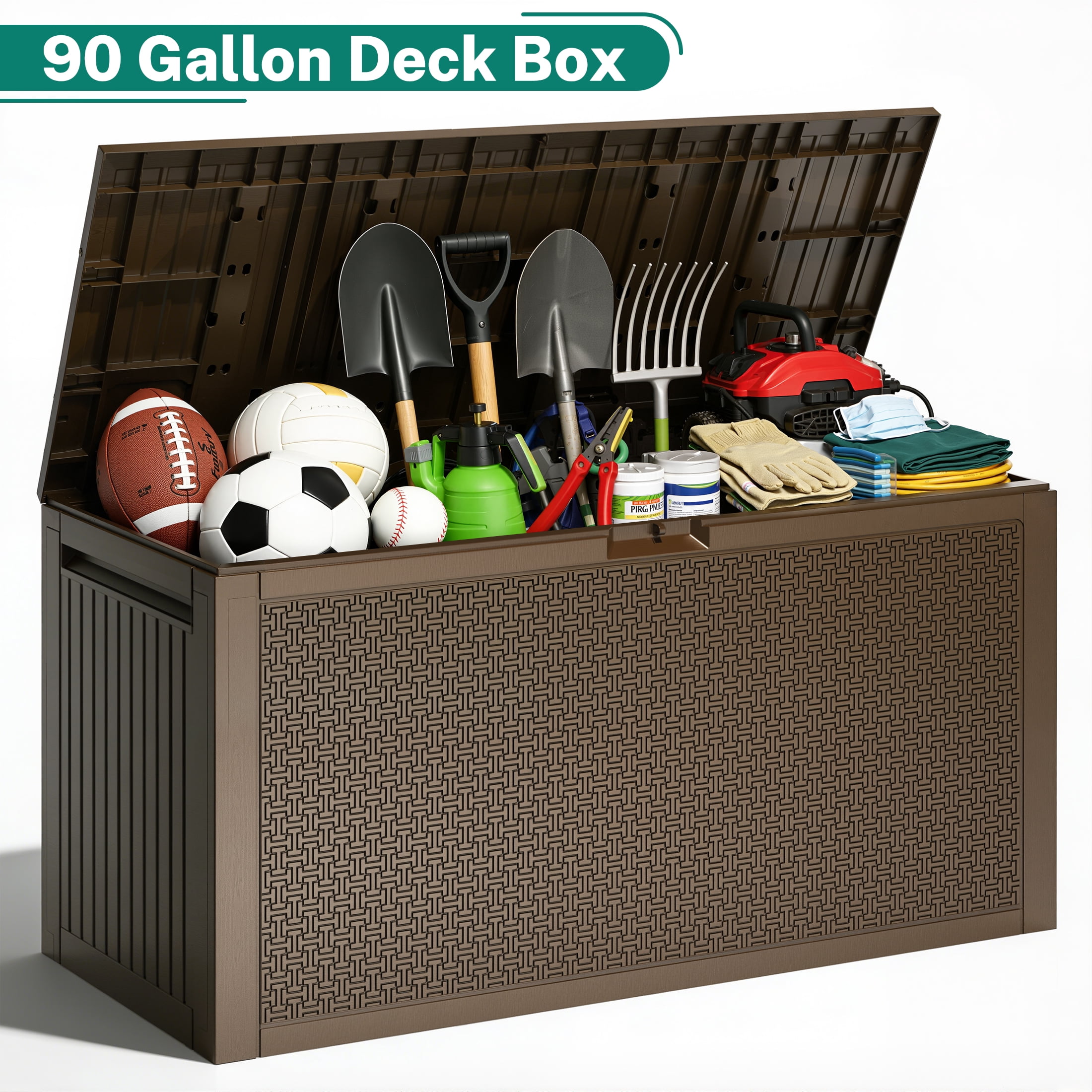 SEGMART Outdoor Deck Box Lockable,90 Gallon Outdoor Storage Box ...