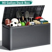 SEGMART Outdoor Deck Box Lockable,90 Gallon Outdoor Storage Box Waterproof,Patio Deck Storage for Toy,Furniture Cushions,Garden Tools and Combinable Garage