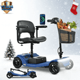 thumbnail image 1 of SEGMART 4 Wheel Mobility Scooter for seniors, Heavy Foldable Mobility Scooter with Front and Rear Lights and Basket, Suitable for seniors and adults,24V x 300W Motor, 300 lbs,Blue, 1 of 9