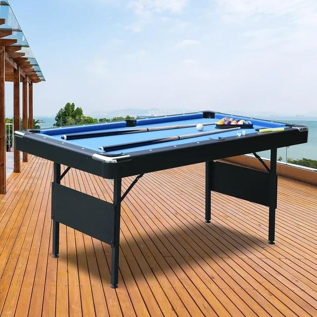 Outdoor Portable Pool Table for Adults Kids Family, Segmart Folding Billiards Table with Cues, Ball, Rack, Chalk,  Foldable Pool Table for Recreation Game Rooms, Space-Saving Entertainment