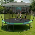 thumbnail image 1 of SEGMART Outdoor Trampoline with Enclosure and Ladder, 14FT Trampoline with Basketball Hoop, Recreational Trampoline with Anti-Rust Coating, Backyard Trampoline with No-Gap Design for Kids, Adults, 1 of 11