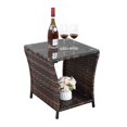 thumbnail image 1 of SEGMART Outdoor Wicker Side Table, All Weather Resistant Patio Bistro Table, PE Rattan Coffee End Table with Storage Shelf for Deck, Poolside, Terrace, Brown, 1 of 10