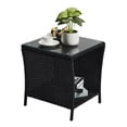 thumbnail image 1 of SEGMART Outdoor Wicker Side Table, All Weather Resistant Patio Bistro Table, PE Rattan Coffee End Table with Storage Shelf for Deck, Poolside, Terrace, Black, 1 of 10