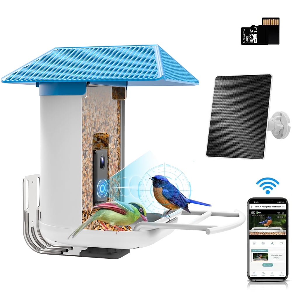Smart Bird Feeder with Camera, Netvue Birdfy Bird Watching Camera Gift for  Parents and Bird Lover, Blue (Free AI)