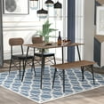 thumbnail image 1 of SEGMART Table and Chairs Dining Set, 4-Piece Dining Room Rectangular Table and 2 Leather Chairs and Bench with Sturdy Steel Frame, Industrial Compact Dining Set for Dining Room, 290lbs, S9738, 1 of 8
