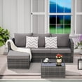 thumbnail image 1 of 2 Pieces Patio Furniture Set Outdoor Woven Sectional L-Shaped Wicker Conversation Set with Ottoman and Detachable Lounger Table for Backyard Poolside, 1 of 7