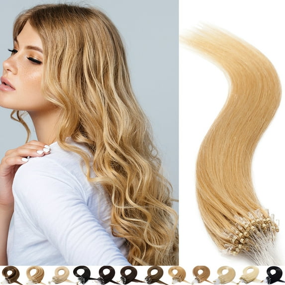 SEGO 100% Real Remy Human Hair Extensions Thick Micro Loop with Invisible Band Hair Micro Ring Beads Hair Black/Blonde Cleanrance