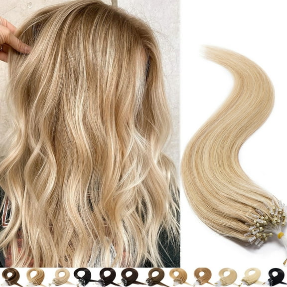 SEGO 100% Real Remy Human Hair Extensions Thick Micro Loop with Invisible Band Hair Micro Ring Beads Hair Black/Blonde Cleanrance