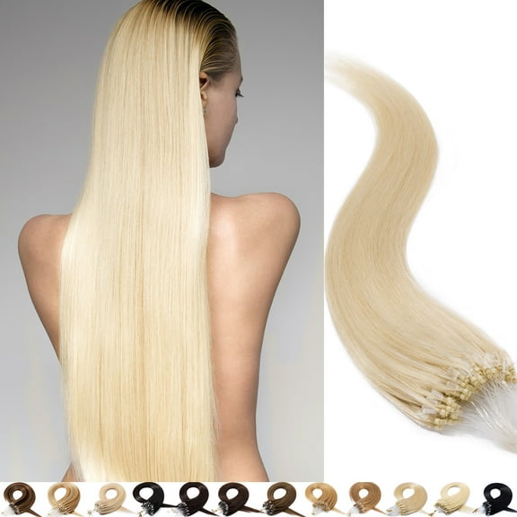 SEGO 100% Real Remy Human Hair Extensions Thick Micro Loop with Invisible Band Hair Micro Ring Beads Hair Black/Blonde Cleanrance