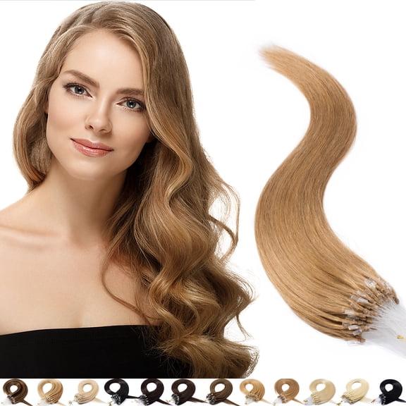 SEGO 100% Real Remy Human Hair Extensions Thick Micro Loop with Invisible Band Hair Micro Ring Beads Hair Black/Blonde Cleanrance