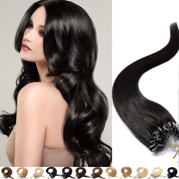 SEGO 100% Real Remy Human Hair Extensions Thick Micro Loop with Invisible Band Hair Micro Ring Beads Hair Black/Blonde Cleanrance