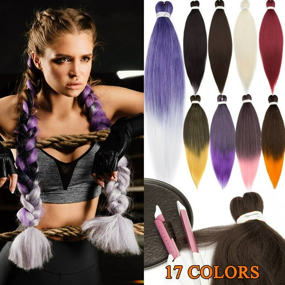 SEGO 20" Pre-stretched EZ Yaki Braiding Hair Professional Hot Water Setting Synthetic Fiber Corchet Braids Hair Extensions(1 PC)