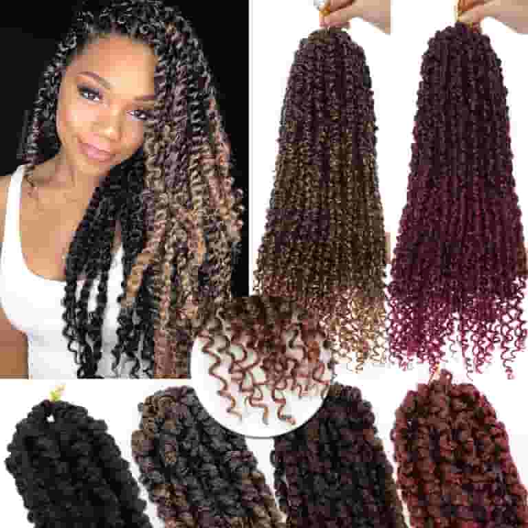 RENJOING Dark Green Passion Twist Hair 24 Inch 1 Pack Wave Crochet Hair D-Green