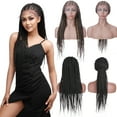 thumbnail image 1 of SEGO 30" Realistic Hand Braided Synthetic Braiding Hair Lace Front Wigs with Baby Hair for Women Cornrow Wig Twist Box Braided Wigs, 1 of 9