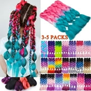SEGO 3PCS/Lot Ombre Jumbo Braiding Hair Extensions Colored Hair Weave Synthetic Crochet Twist Box Braid Hair Black/Pink/Blue/Purple Fake Hair Extension for Women