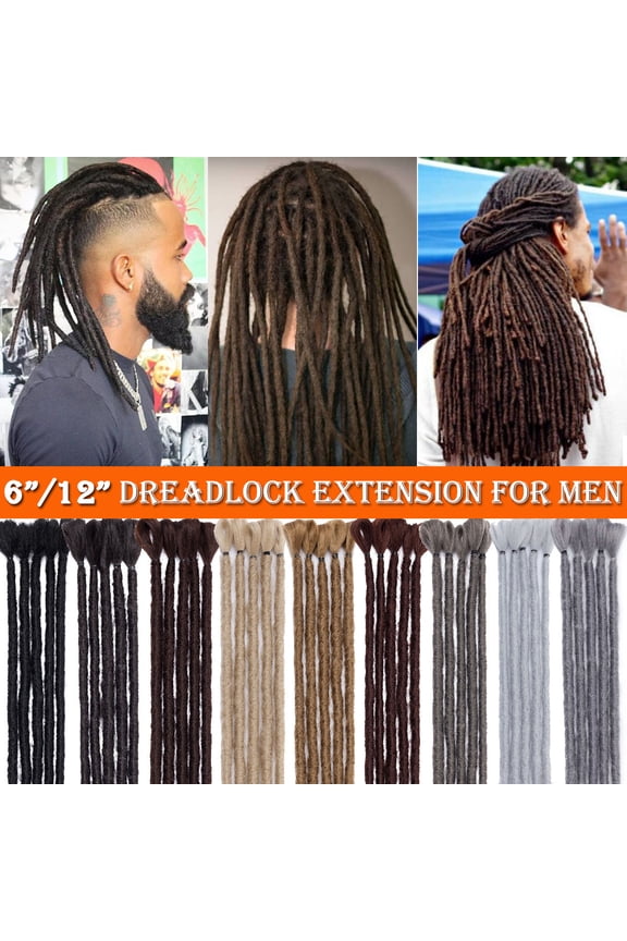 6 Inch Short Dreadlocks Extensions 5 strands Soft Handmade Faux Locs Crochet Dreads Hairpieces for Men Reggae Hip-Pop