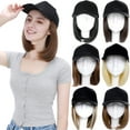 SEGO Baseball Cap Wigs for Women Black Hat With Bob Hair Extensions