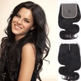 thumbnail image 1 of SEGO Body Wave Human Hair Bundles with Closure 100% Unprocessed Virgin Human Hair with 4x4 Middle T Part Lace Closure Natural Black Cleanrance, 1 of 8