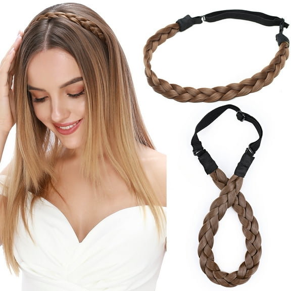 SEGO Braid Headband Chunky Braided Hair Band for Women Kids Synthetic Plaited Hairband Braiding Hairpiece Classic Wide Elastic Stretch Hairband