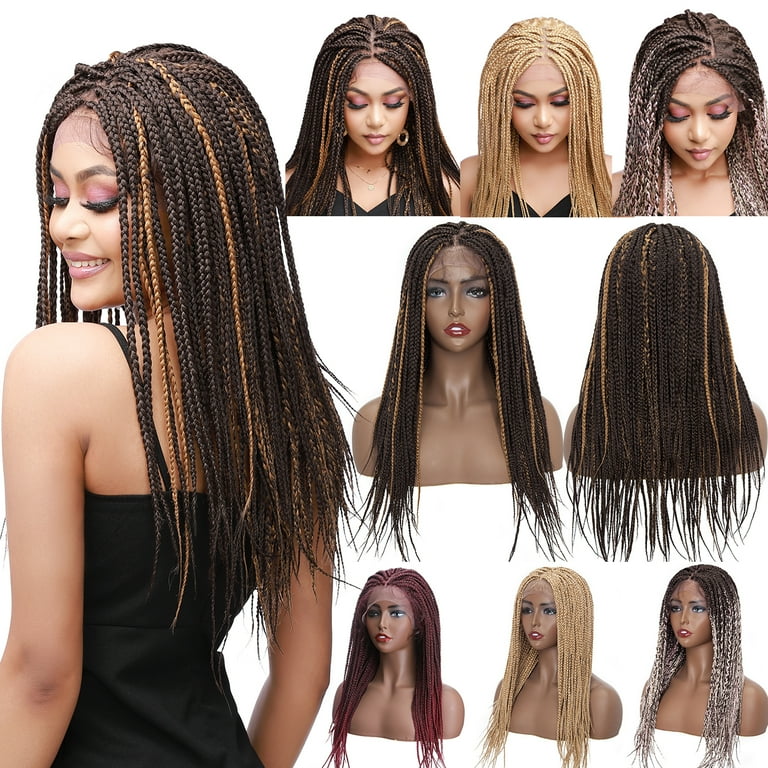 SEGO Braided Lace Front Wigs for Women Multi Box Braided Straight Braids Heat Resistant Synthetic Hair Braid Wig With Baby Hair Walmart