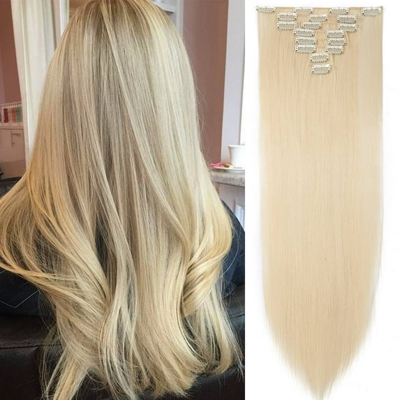 SEGO Clip in Hair Extensions Straight Full Head Real Hair 8 Hair Pieces 18 Clips For Women Hollywood Hair Accessory Blonde/Golden/Red/Purple/Pink/Blue/Black