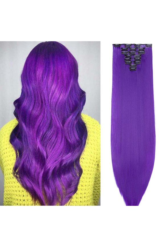 Clip in Hair Extensions Straight Full Head Real Hair 8 Hair Pieces 18 Clips For Women Hollywood Hair Accessory Blonde/Golden/Red/Purple/Pink/Blue/Black