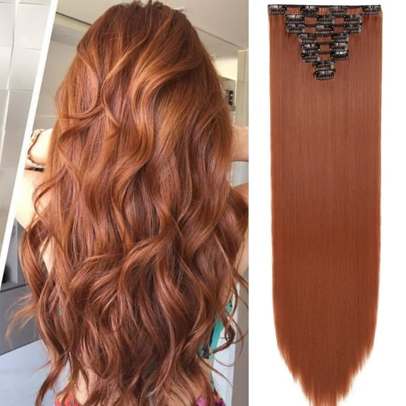SEGO Clip in Hair Extensions Straight Full Head Real Hair 8 Hair Pieces 18 Clips For Women Hollywood Hair Accessory Blonde/Golden/Red/Purple/Pink/Blue/Black
