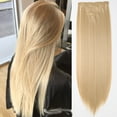thumbnail image 1 of SEGO Clip in Hair Extensions Straight Full Head Real Hair 8 Hair Pieces 18 Clips For Women Hollywood Hair Accessory Blonde/Golden/Red/Purple/Pink/Blue/Black, 1 of 8