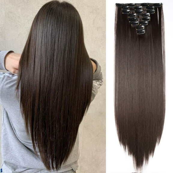 SEGO Clip in Hair Extensions Straight Full Head Real Hair 8 Hair Pieces 18 Clips For Women Hollywood Hair Accessory Blonde/Golden/Red/Purple/Pink/Blue/Black