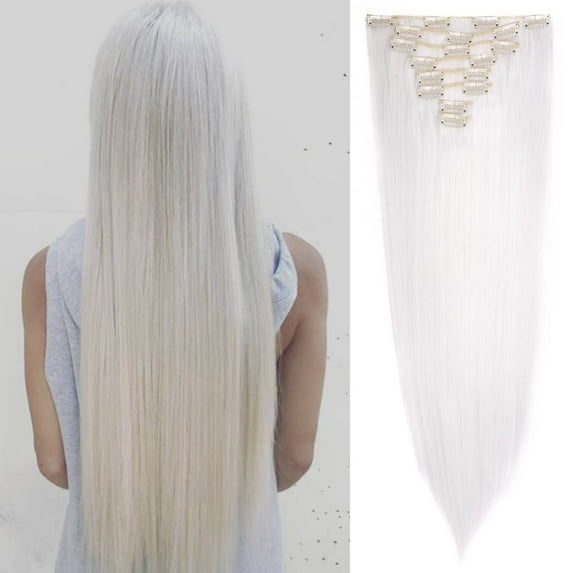 SEGO Clip in Hair Extensions Straight Full Head Real Hair 8 Hair Pieces 18 Clips For Women Hollywood Hair Accessory Blonde/Golden/Red/Purple/Pink/Blue/Black