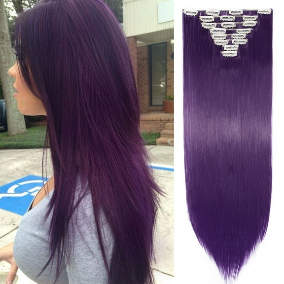 SEGO Clip in Hair Extensions Straight Full Head Real Hair 8 Hair Pieces 18 Clips For Women Hollywood Hair Accessory Blonde/Golden/Red/Purple/Pink/Blue/Black