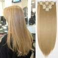 thumbnail image 1 of SEGO Clip in Hair Extensions Straight Full Head Real Hair 8 Hair Pieces 18 Clips For Women Hollywood Hair Accessory Blonde/Golden/Red/Purple/Pink/Blue/Black, 1 of 8