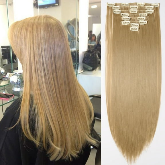 SEGO Clip in Hair Extensions Straight Full Head Real Hair 8 Hair Pieces 18 Clips For Women Hollywood Hair Accessory Blonde/Golden/Red/Purple/Pink/Blue/Black