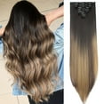 thumbnail image 1 of SEGO Clip in Hair Extensions Straight Full Head Real Hair 8 Hair Pieces 18 Clips For Women Hollywood Hair Accessory Blonde/Golden/Red/Purple/Pink/Blue/Black, 1 of 8