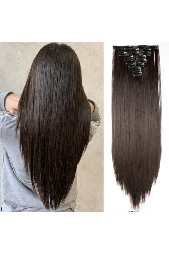 Clip in Hair Extensions Straight Full Head Real Hair 8 Hair Pieces 18 Clips For Women Hollywood Hair Accessory Blonde/Golden/Red/Purple/Pink/Blue/Black