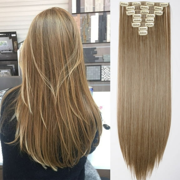 SEGO Clip in Hair Extensions Straight Full Head Real Hair 8 Hair Pieces 18 Clips For Women Hollywood Hair Accessory Blonde/Golden/Red/Purple/Pink/Blue/Black