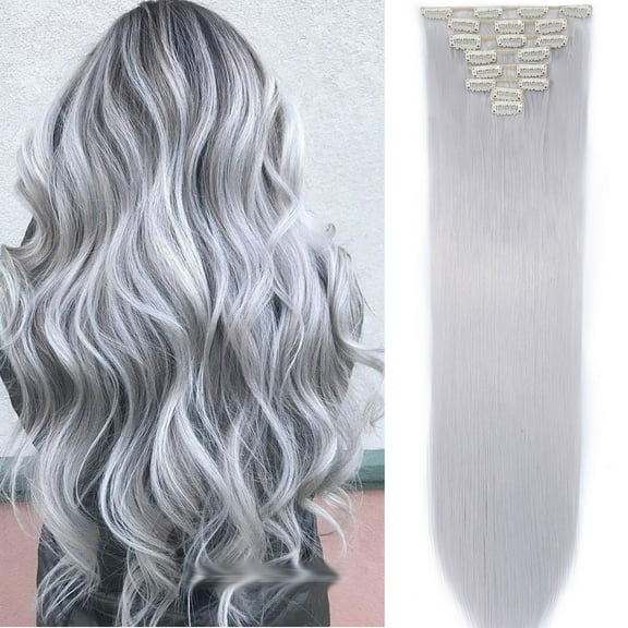 SEGO Clip in Hair Extensions Straight Full Head Real Hair 8 Hair Pieces 18 Clips For Women Hollywood Hair Accessory Blonde/Golden/Red/Purple/Pink/Blue/Black