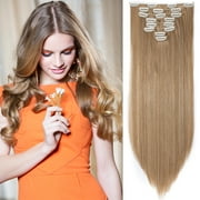 SEGO Clip in Hair Extensions Straight Full Head Real Hair 8 Hair Pieces 18 Clips For Women Hollywood Hair Accessory Blonde/Golden/Red/Purple/Pink/Blue/Black