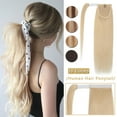 thumbnail image 1 of SEGO Clip in Hair Extensions 100% Remy Human Hair Wrap Around Ponytail Extension Thick Long Straight Black Hairpiece with Comb Magic Paste Pony Tail, 1 of 8