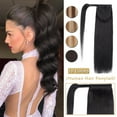 thumbnail image 1 of SEGO Clip in Hair Extensions 100% Remy Human Hair Wrap Around Ponytail Extension Thick Long Straight Black Hairpiece with Comb Magic Paste Pony Tail, 1 of 8