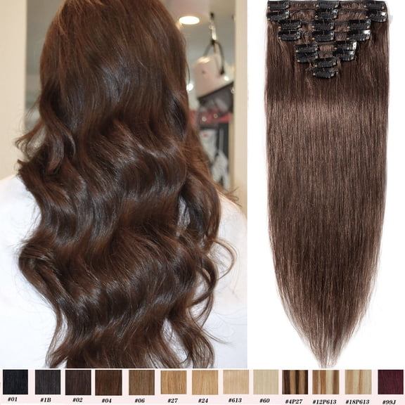 SEGO Clip in Hair Extensions Human Hair Full Head 100% Real Remy Thick Hair Extensions Silky Straight Balayage Blonde Hair Pieces
