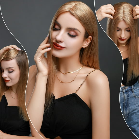 SEGO Clip in Hair Extensions Human Hair Toppers 100% Real Human Hair Topper for Thinning/Loss Hair Natural Black Hair Pieces