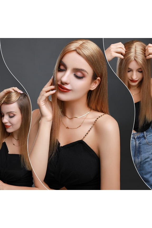 Clip in Hair Extensions Human Hair Toppers 100% Real Human Hair Topper for Thinning/Loss Hair Natural Black Hair Pieces